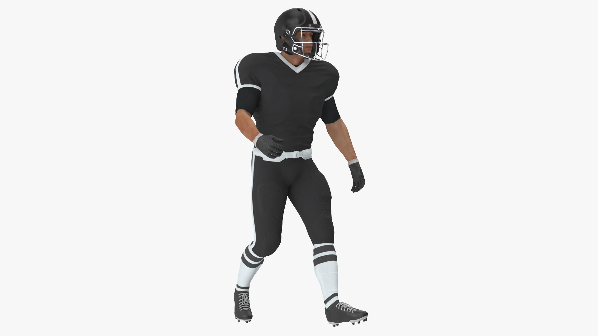 3D model Black Uniform Football Player Rigged for Maya