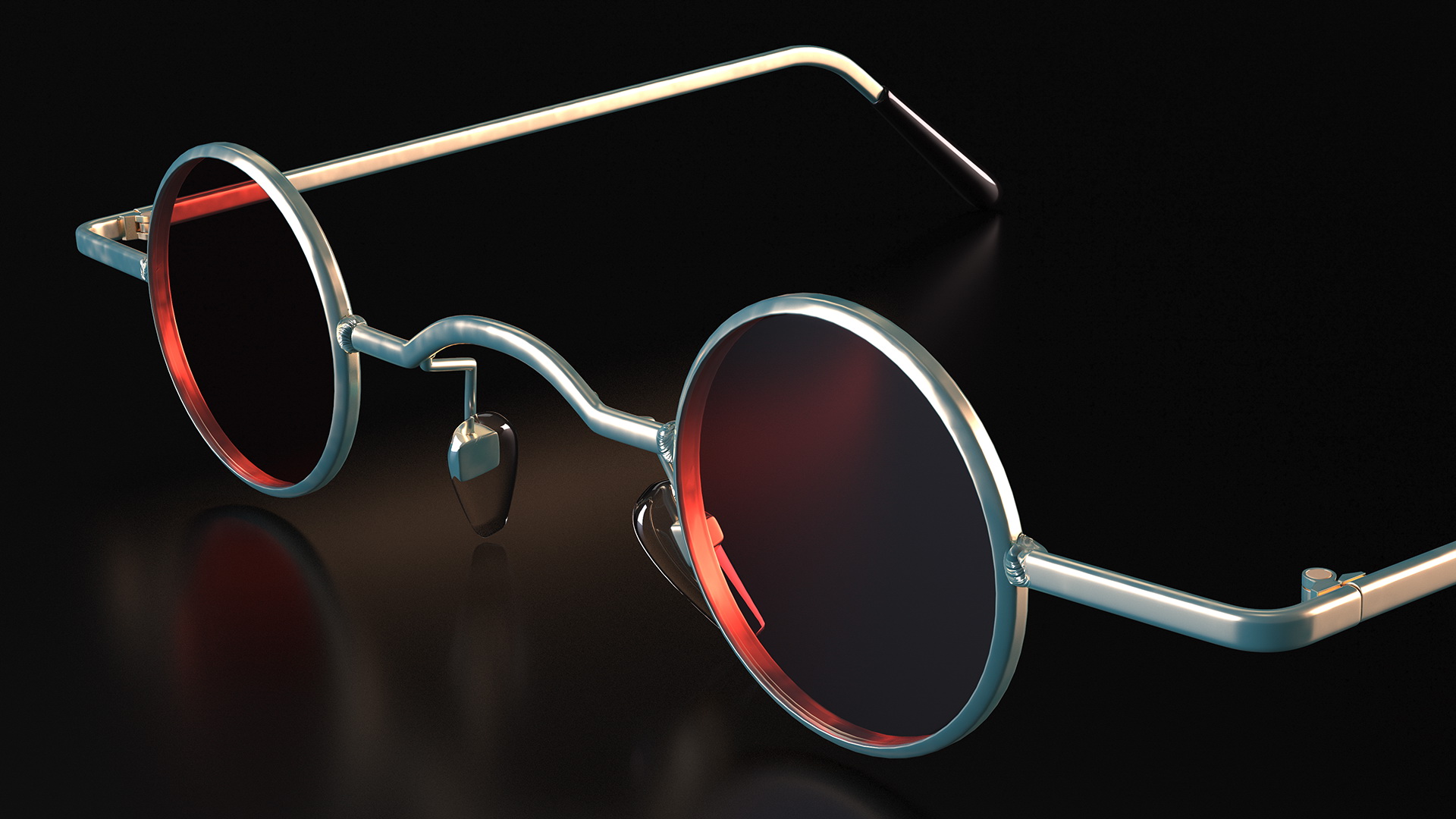 3D model Super Ditsy Small Round Hippie Sunglasses Red