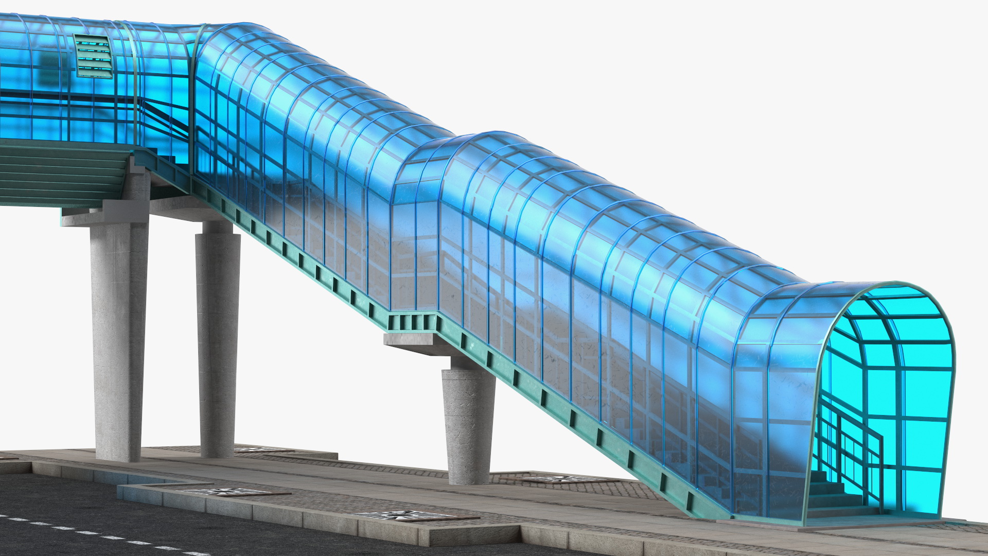 Above Ground Pedestrian with Street Fragment 3D model