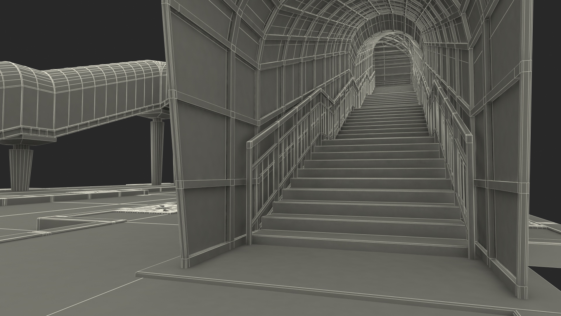Above Ground Pedestrian with Street Fragment 3D model