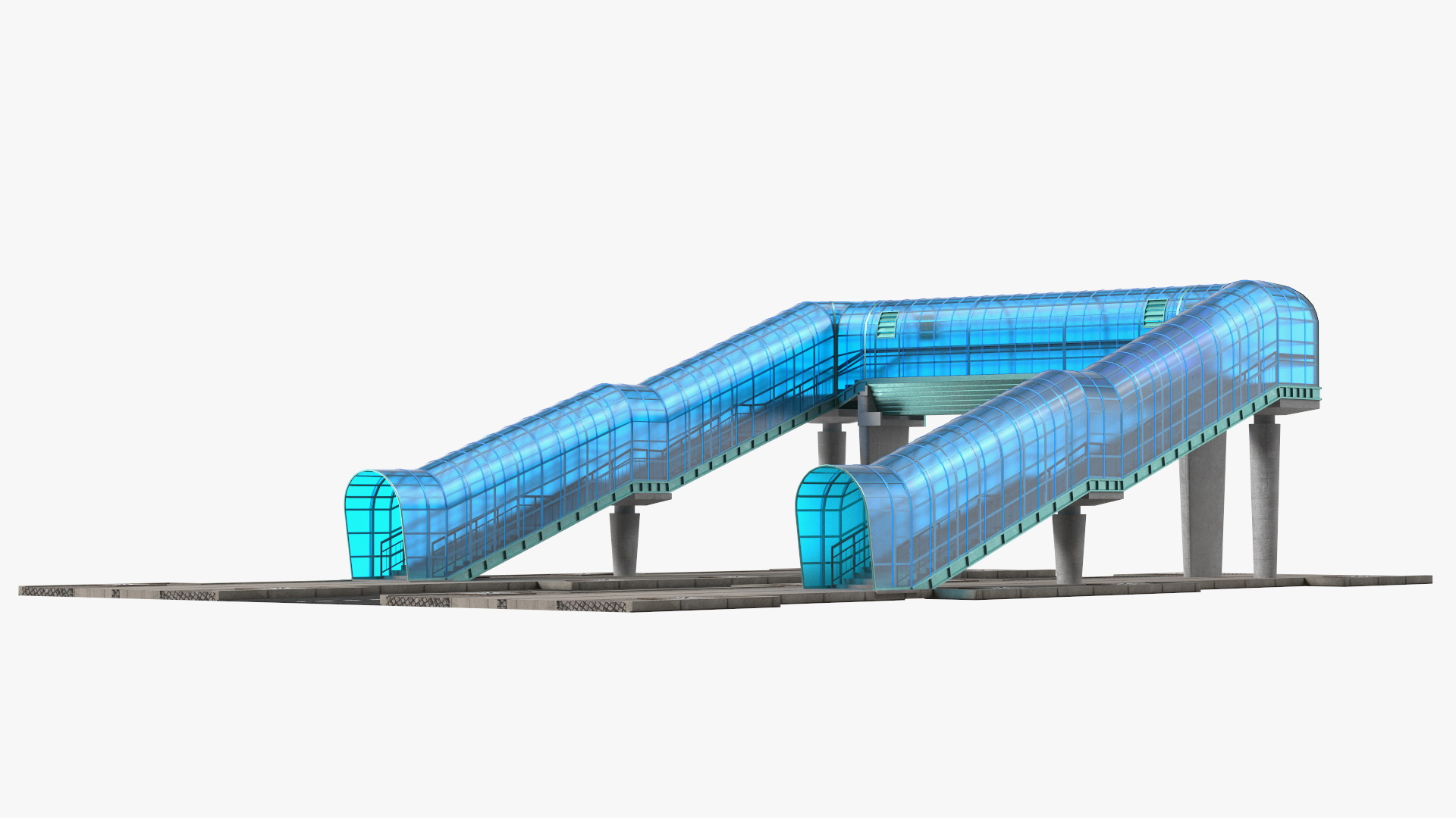 Above Ground Pedestrian with Street Fragment 3D model