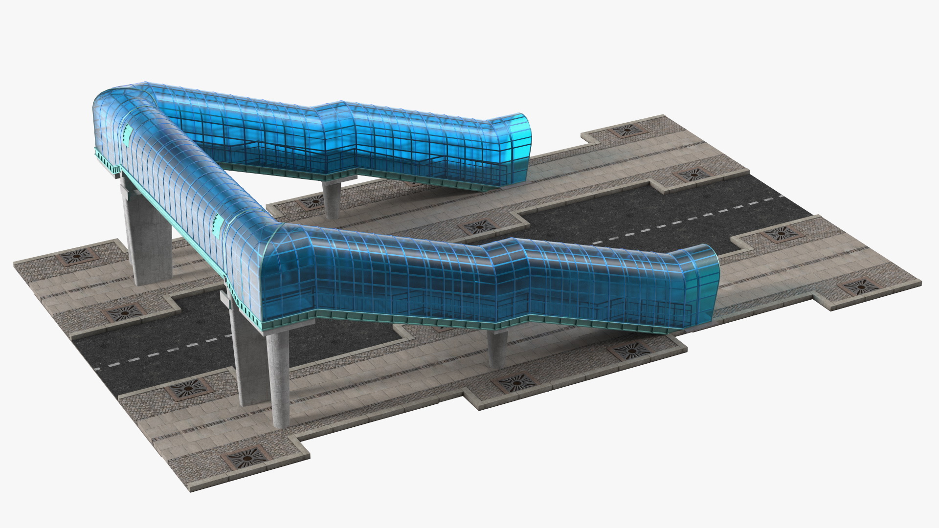 Above Ground Pedestrian with Street Fragment 3D model