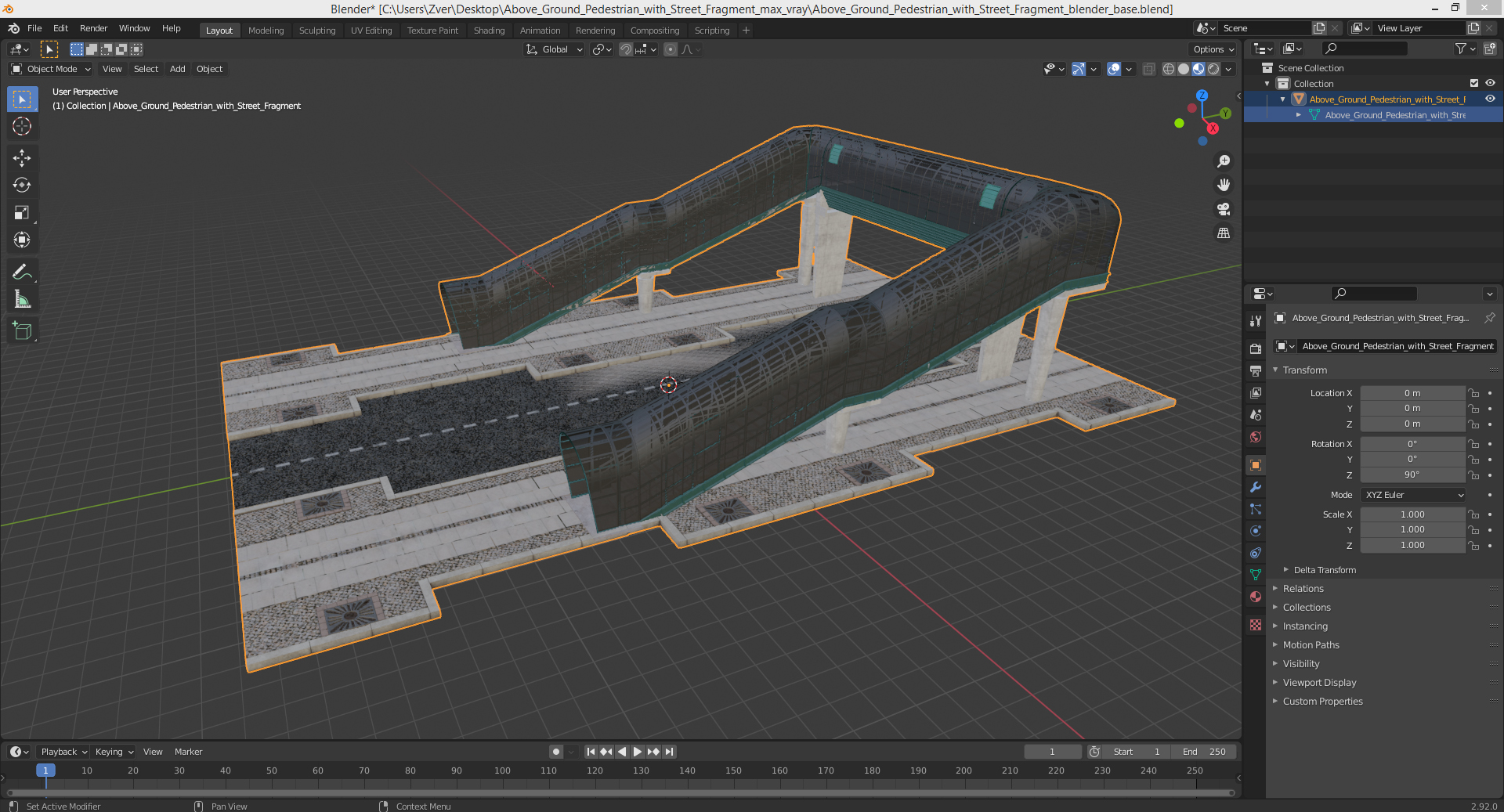 Above Ground Pedestrian with Street Fragment 3D model
