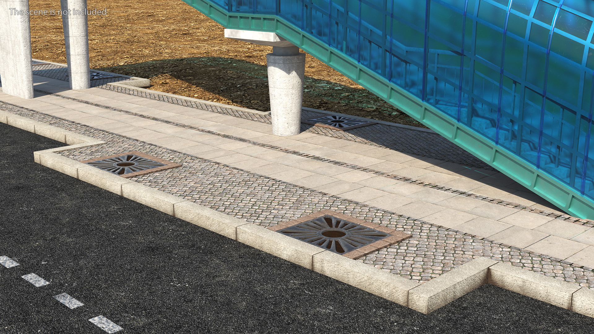 Above Ground Pedestrian with Street Fragment 3D model