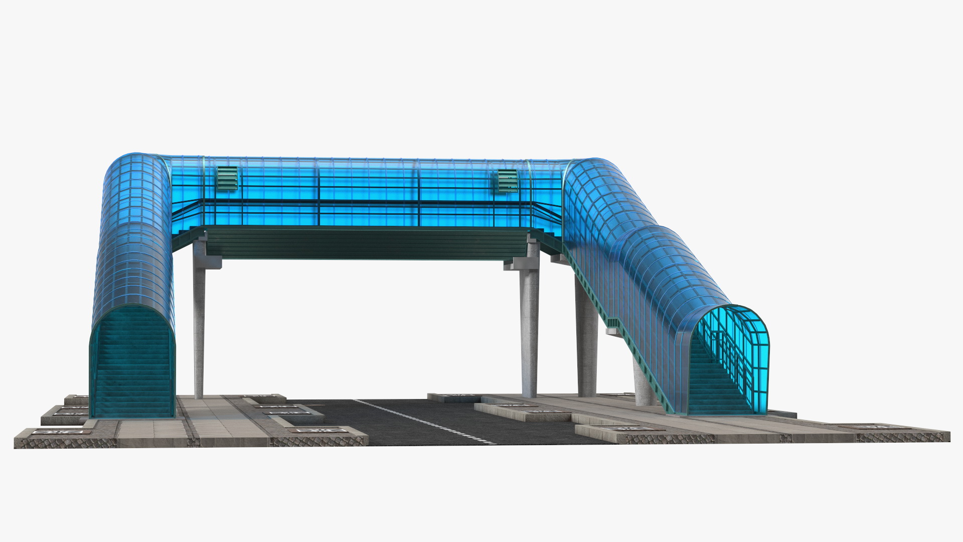 Above Ground Pedestrian with Street Fragment 3D model