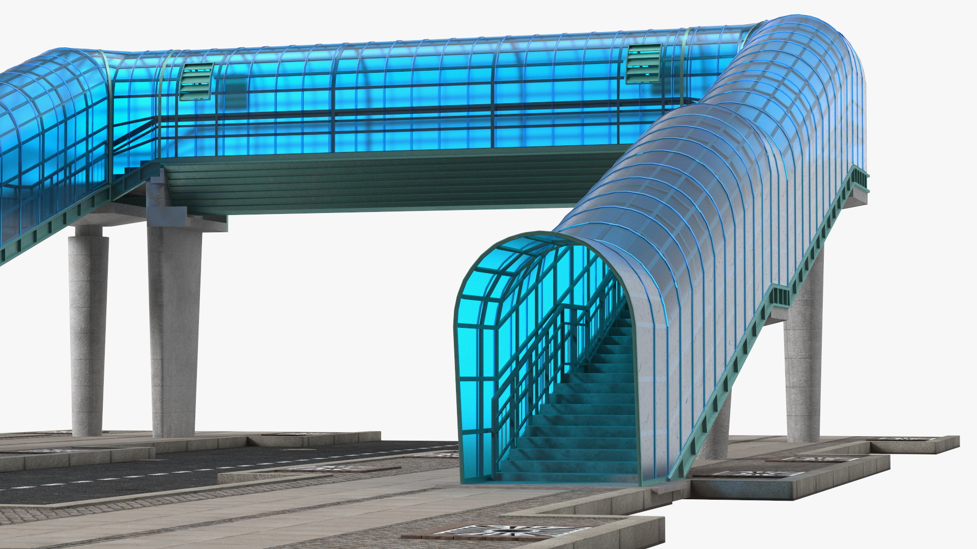 Above Ground Pedestrian with Street Fragment 3D model