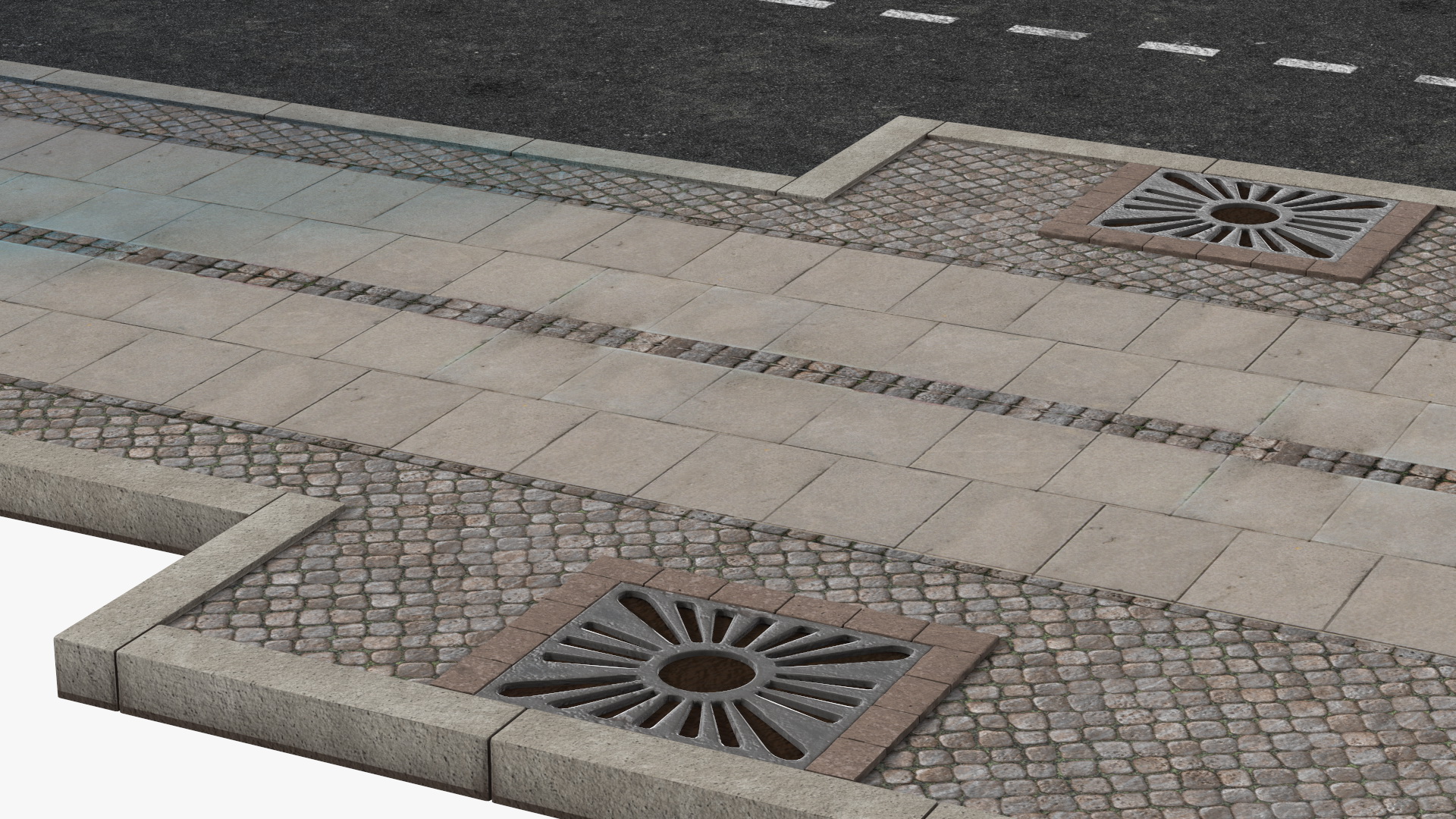 Above Ground Pedestrian with Street Fragment 3D model