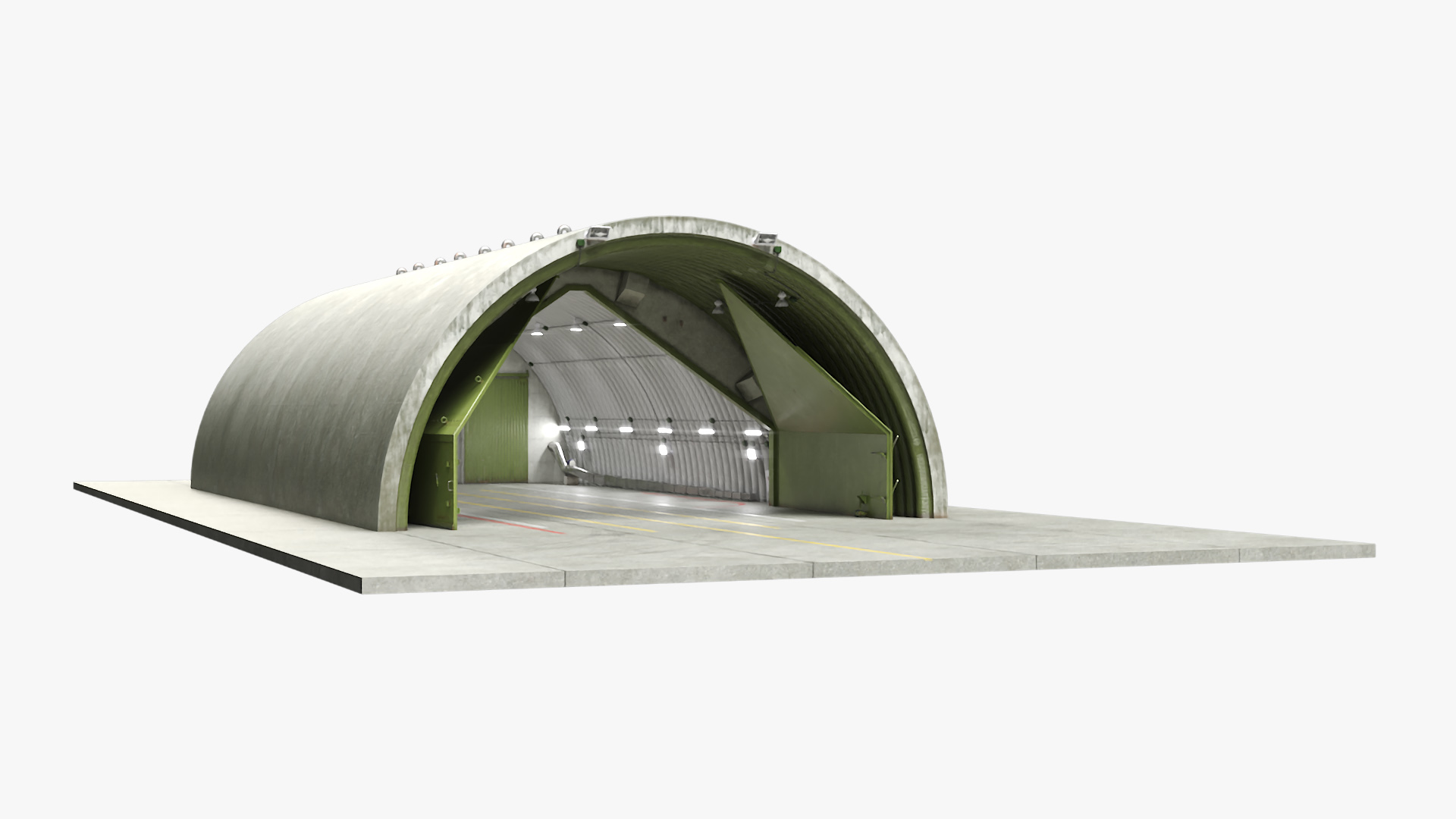 3D model Hardened Aircraft Shelter Open