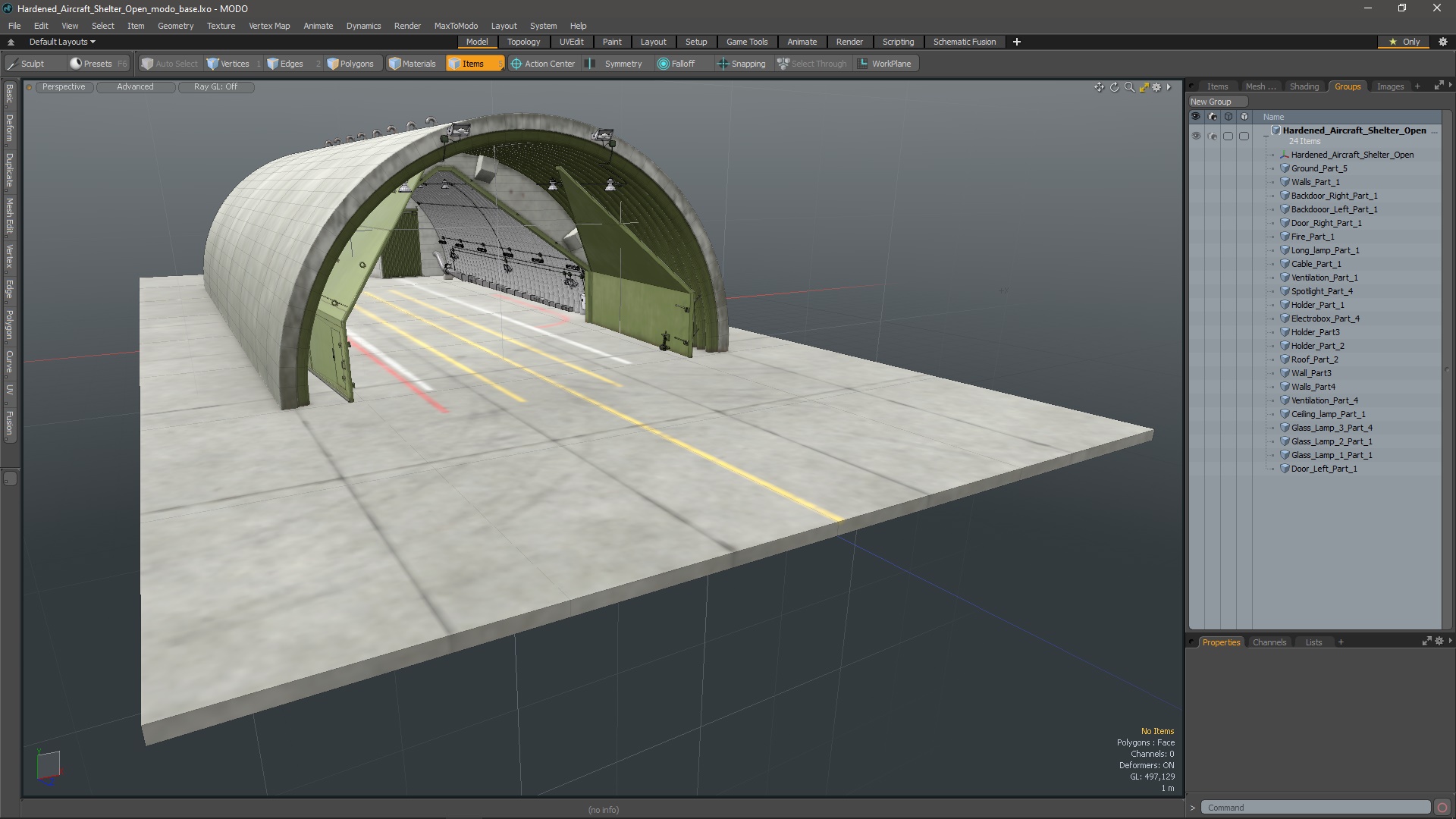 3D model Hardened Aircraft Shelter Open
