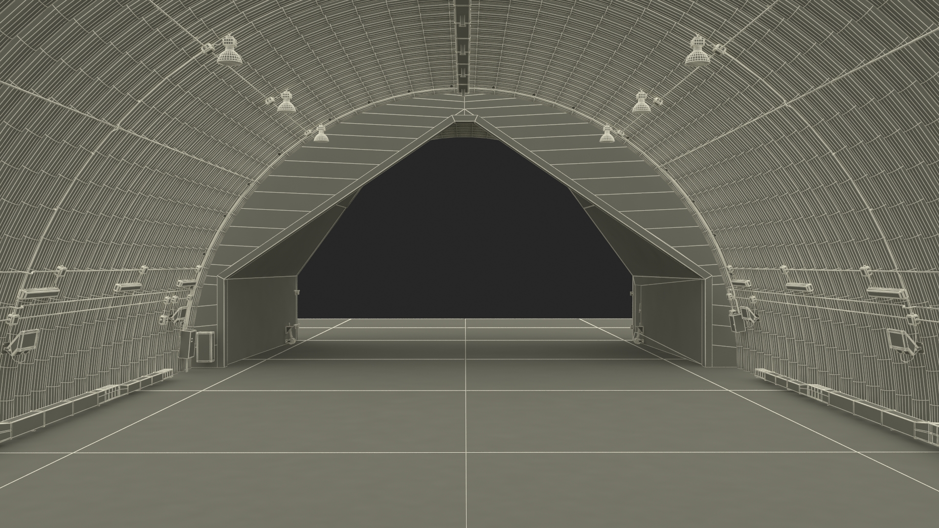 3D model Hardened Aircraft Shelter Open
