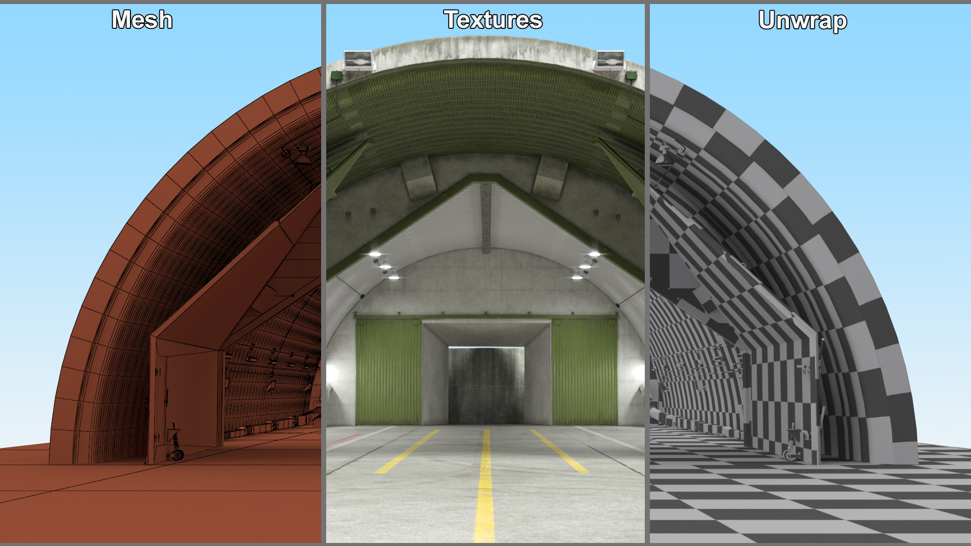 3D model Hardened Aircraft Shelter Open