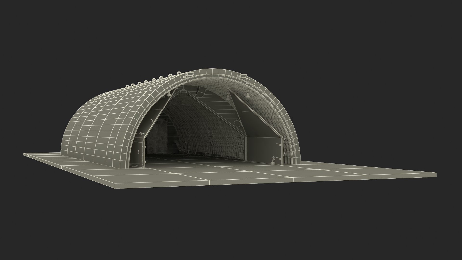 3D model Hardened Aircraft Shelter Open