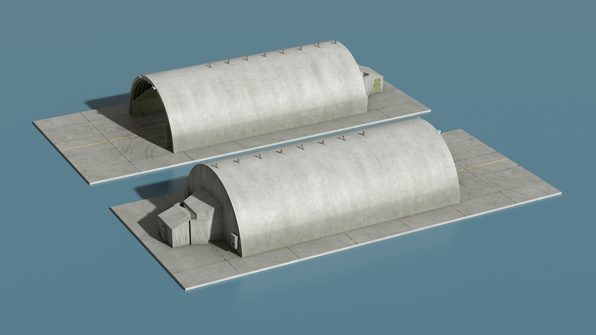 3D model Hardened Aircraft Shelter Open