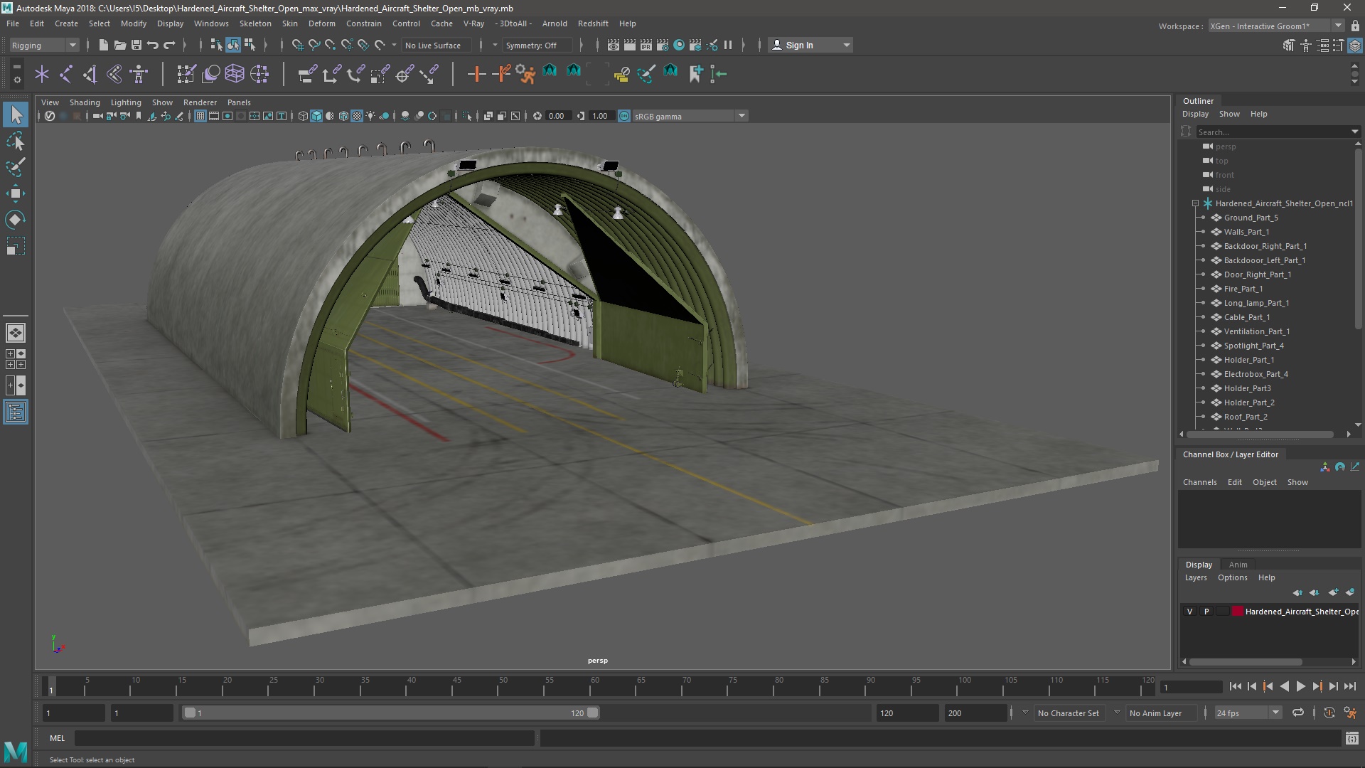 3D model Hardened Aircraft Shelter Open
