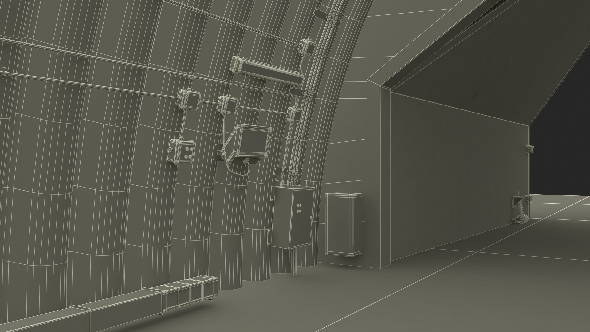 3D model Hardened Aircraft Shelter Open