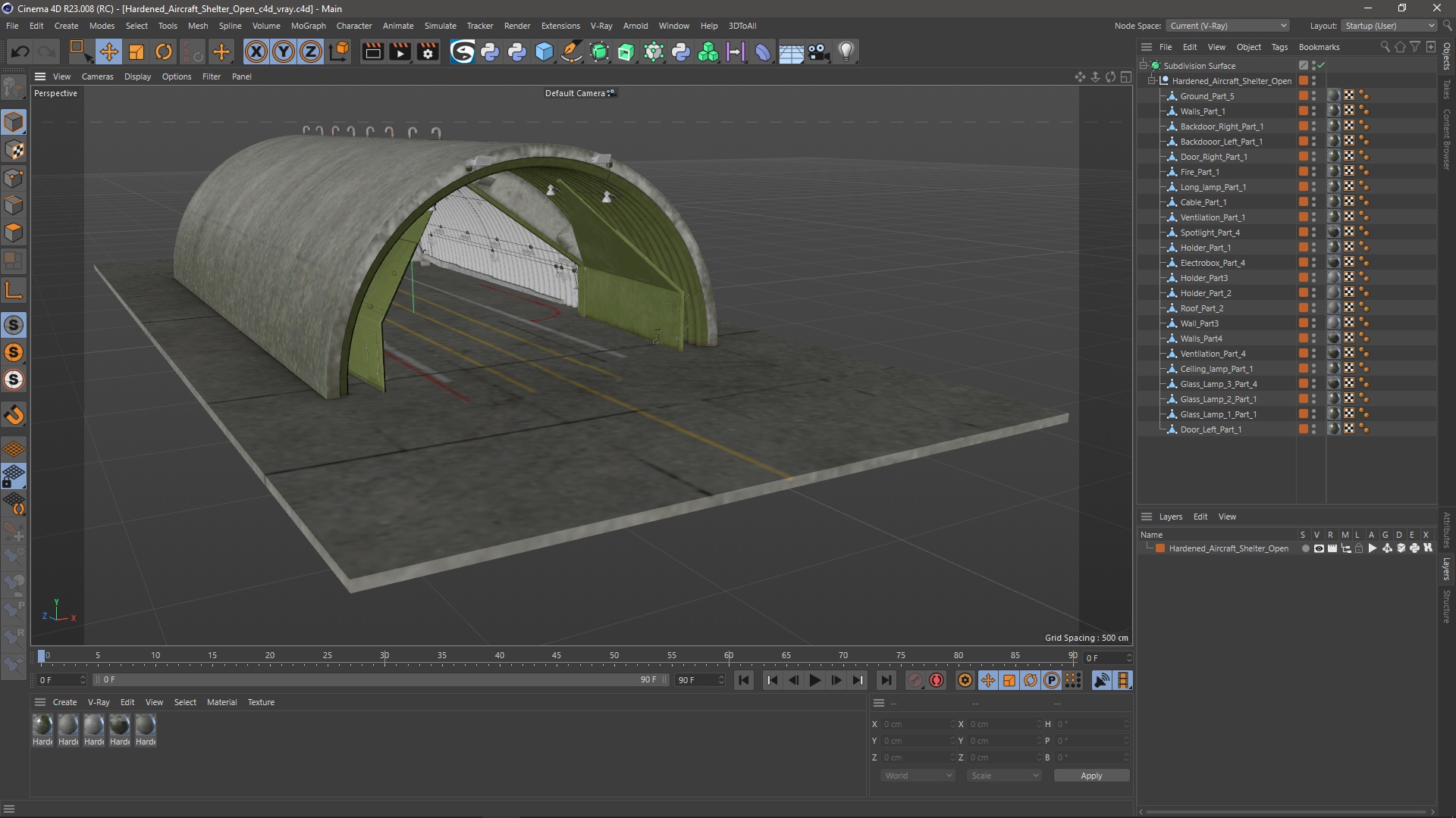 3D model Hardened Aircraft Shelter Open