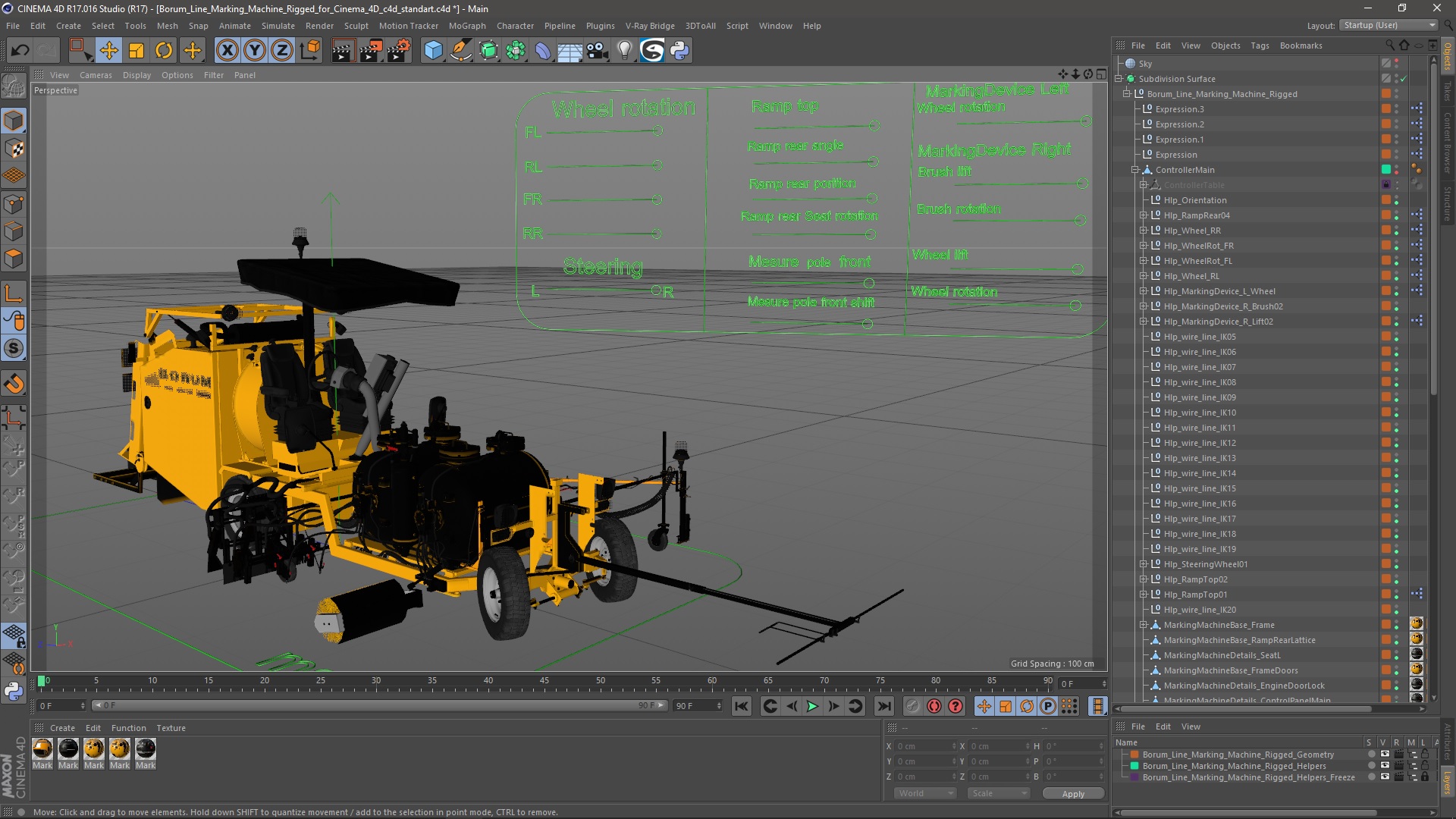 Borum Line Marking Machine Rigged for Cinema 4D 3D