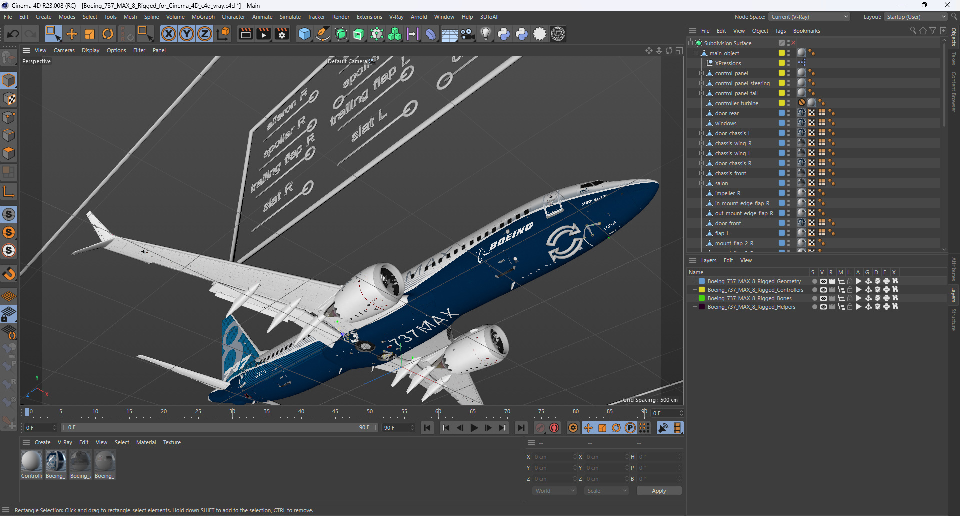 Boeing 737 MAX 8 Rigged for Cinema 4D 3D