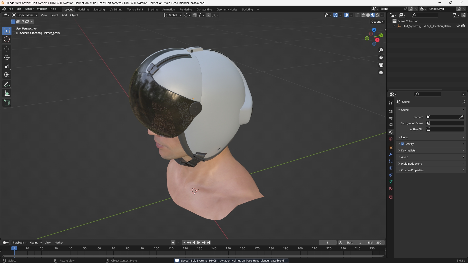 Elbit Systems JHMCS II Aviation Helmet on Male Head, view 9