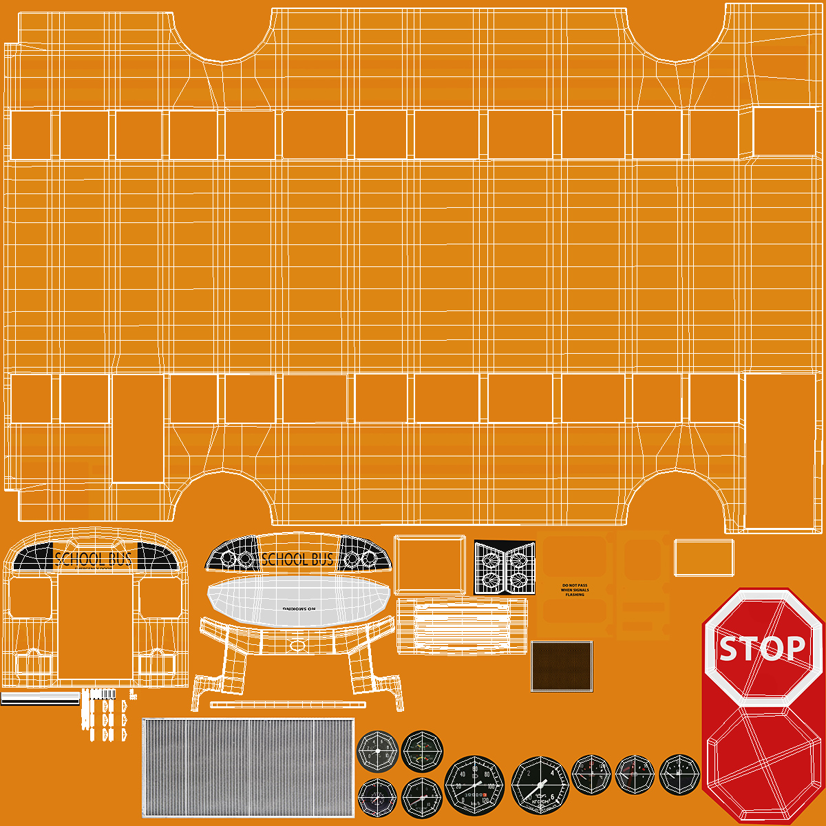 3D Blue Bird TX3 School Bus Rigged