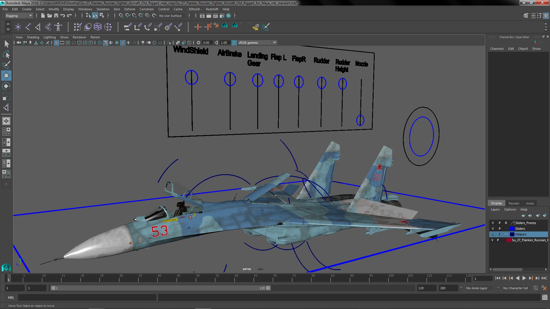 3D Su-27 Flanker Russian Fighter Aircraft Old Rigged for Maya model