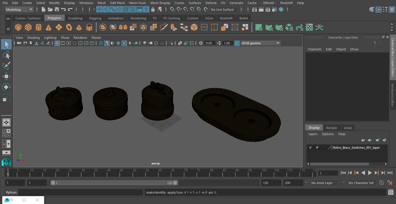 3D model Retro Brass Switches