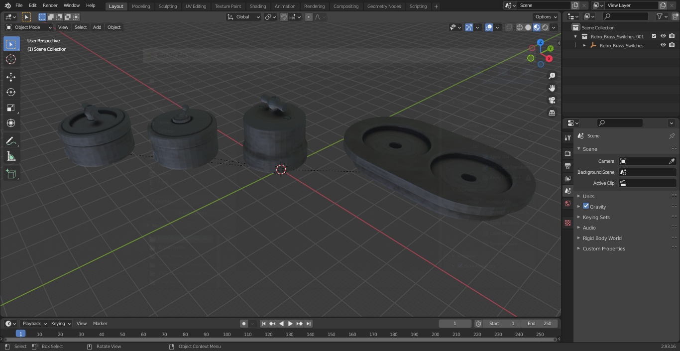 3D model Retro Brass Switches
