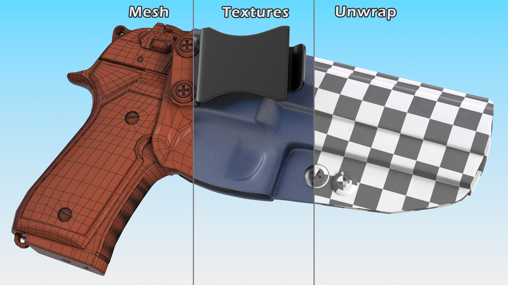 Holster Beretta 92 Kydex Blue 3D model