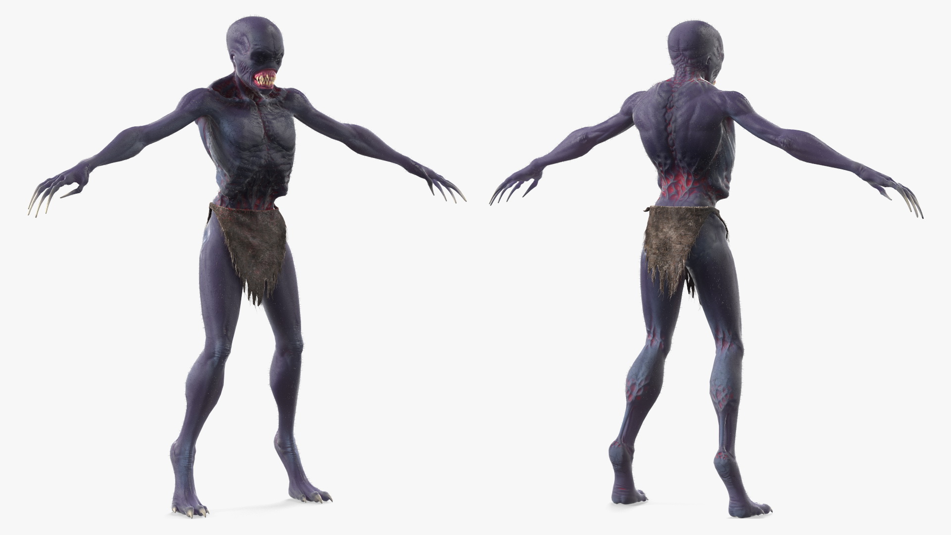 3D model Scary Creature T Pose Fur