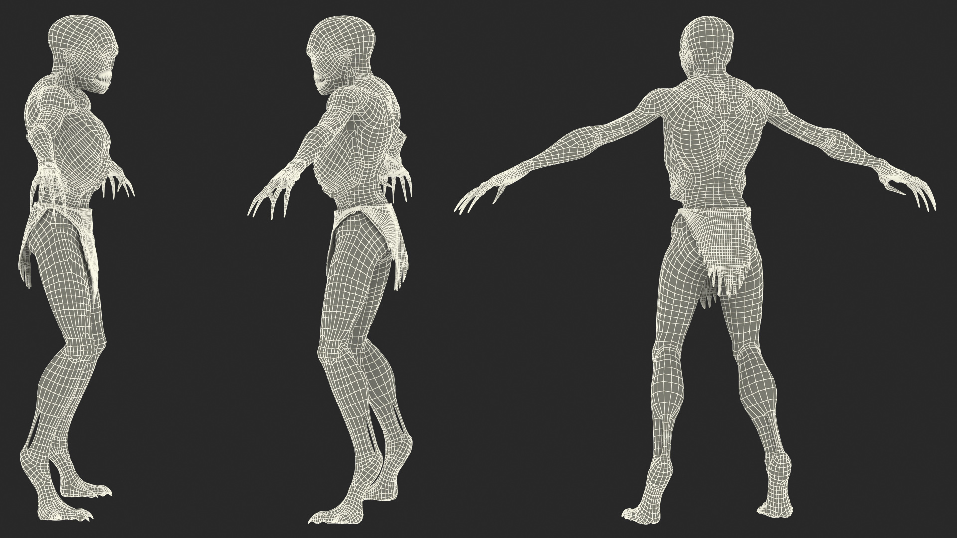 3D model Scary Creature T Pose Fur