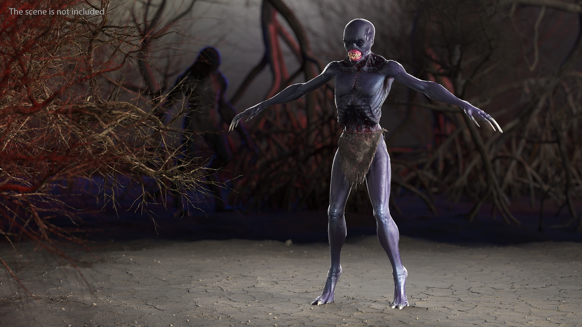 3D model Scary Creature T Pose Fur