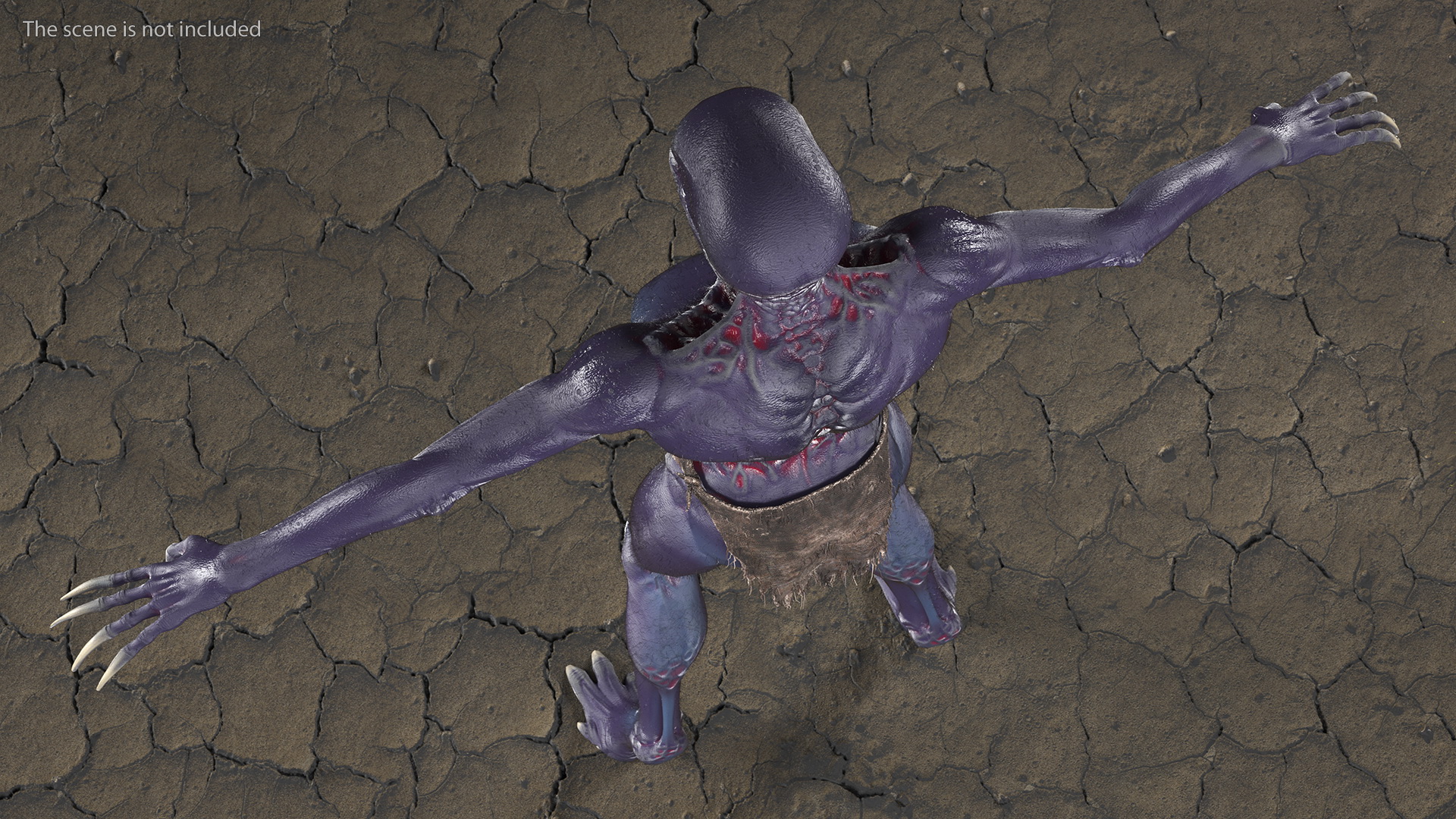 3D model Scary Creature T Pose Fur
