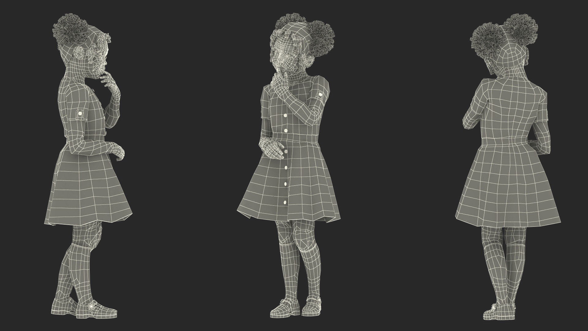 3D model Black Girl Child Everyday Style Standing