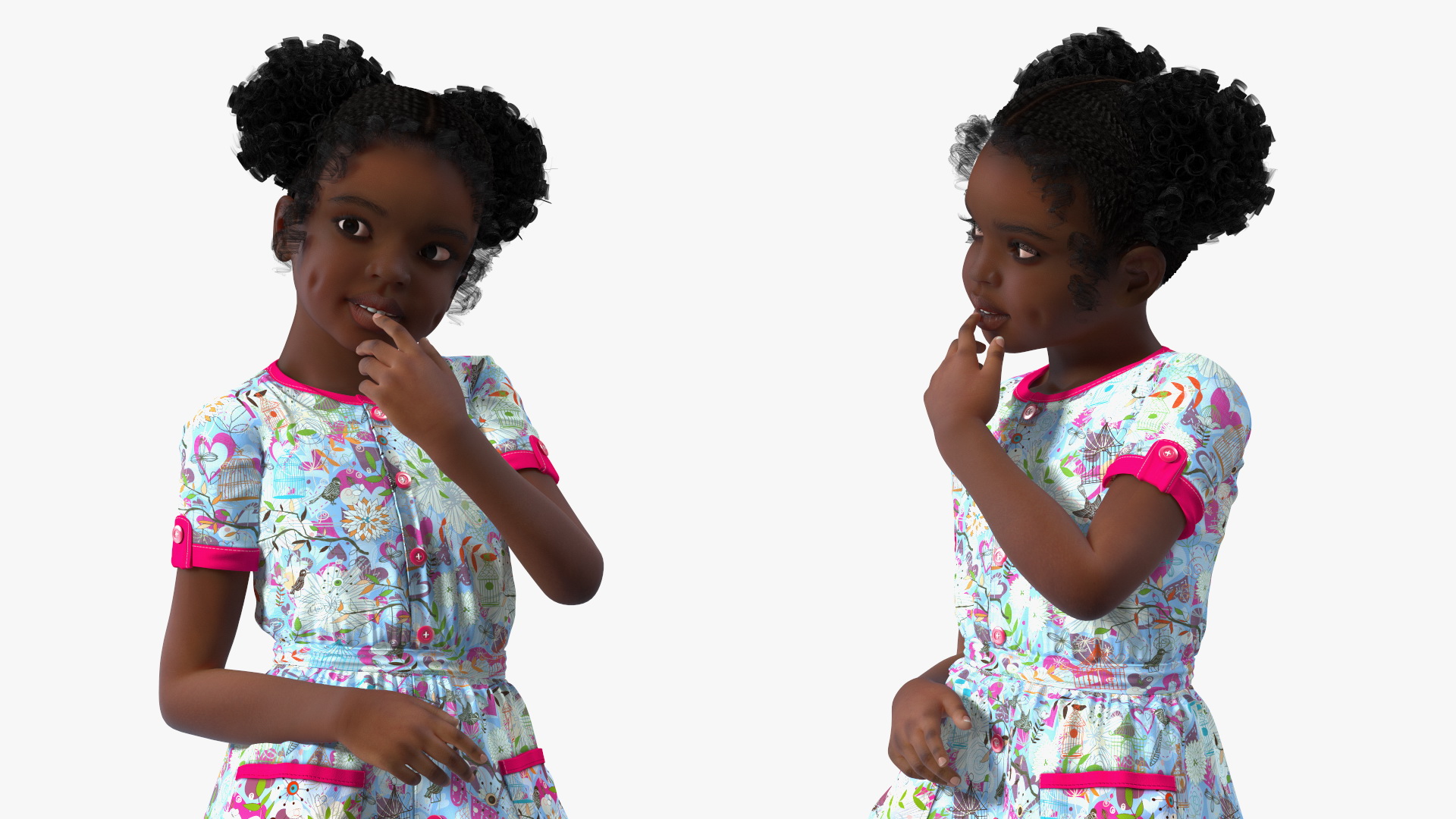 3D model Black Girl Child Everyday Style Standing