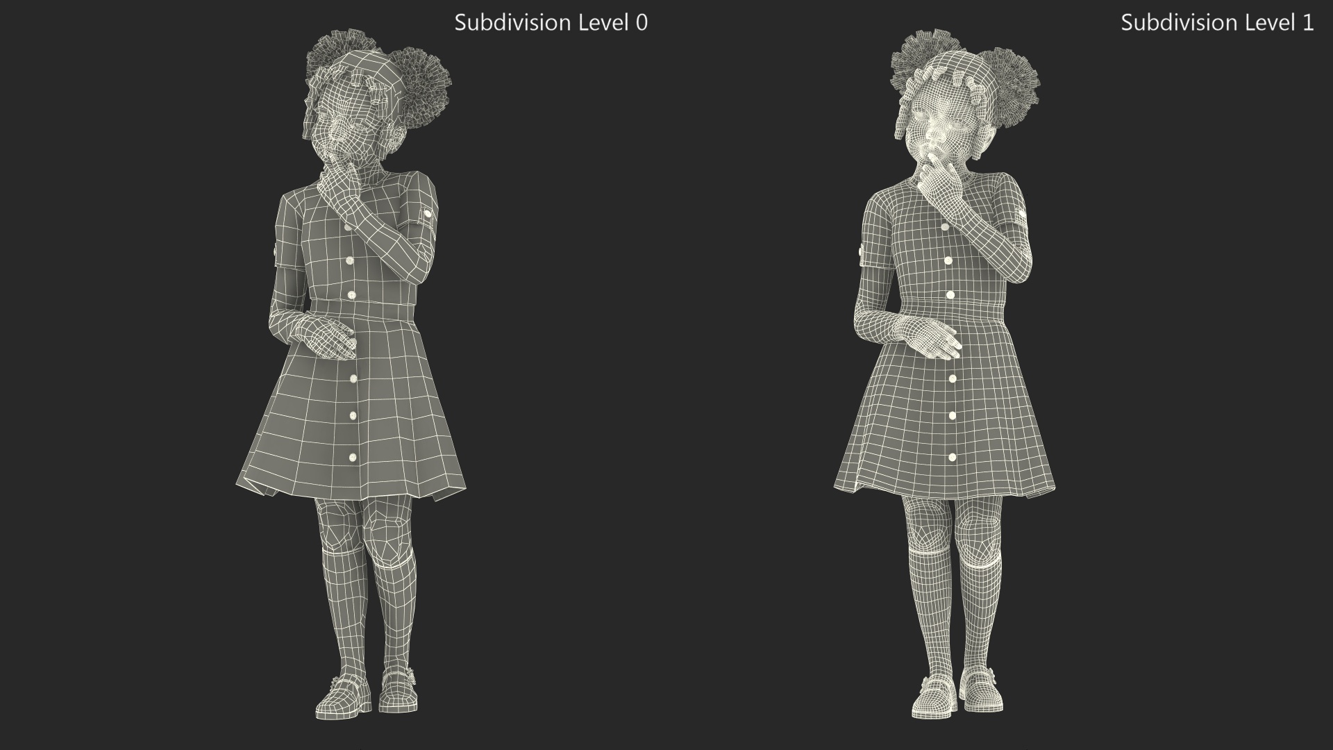 3D model Black Girl Child Everyday Style Standing