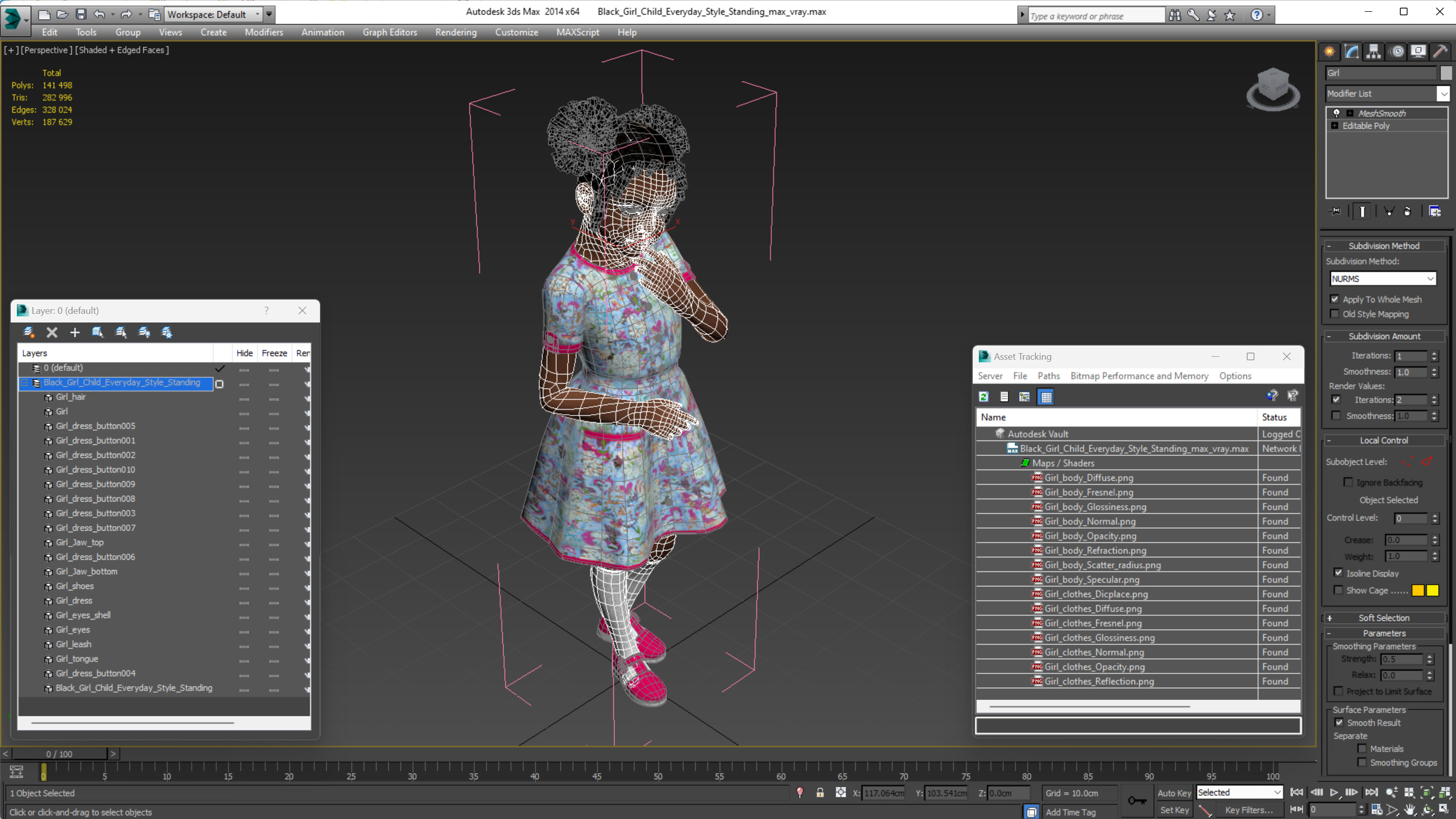 3D model Black Girl Child Everyday Style Standing
