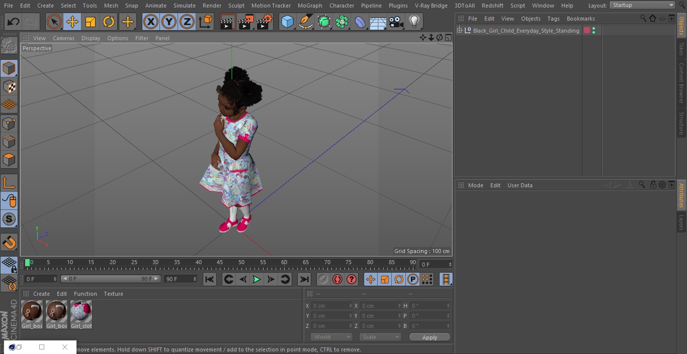 3D model Black Girl Child Everyday Style Standing