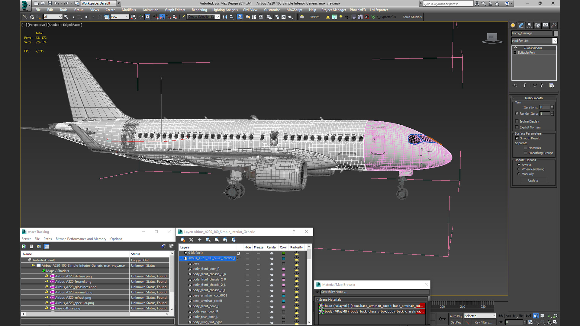 Airbus A220 100 Simple Interior Generic 3D model