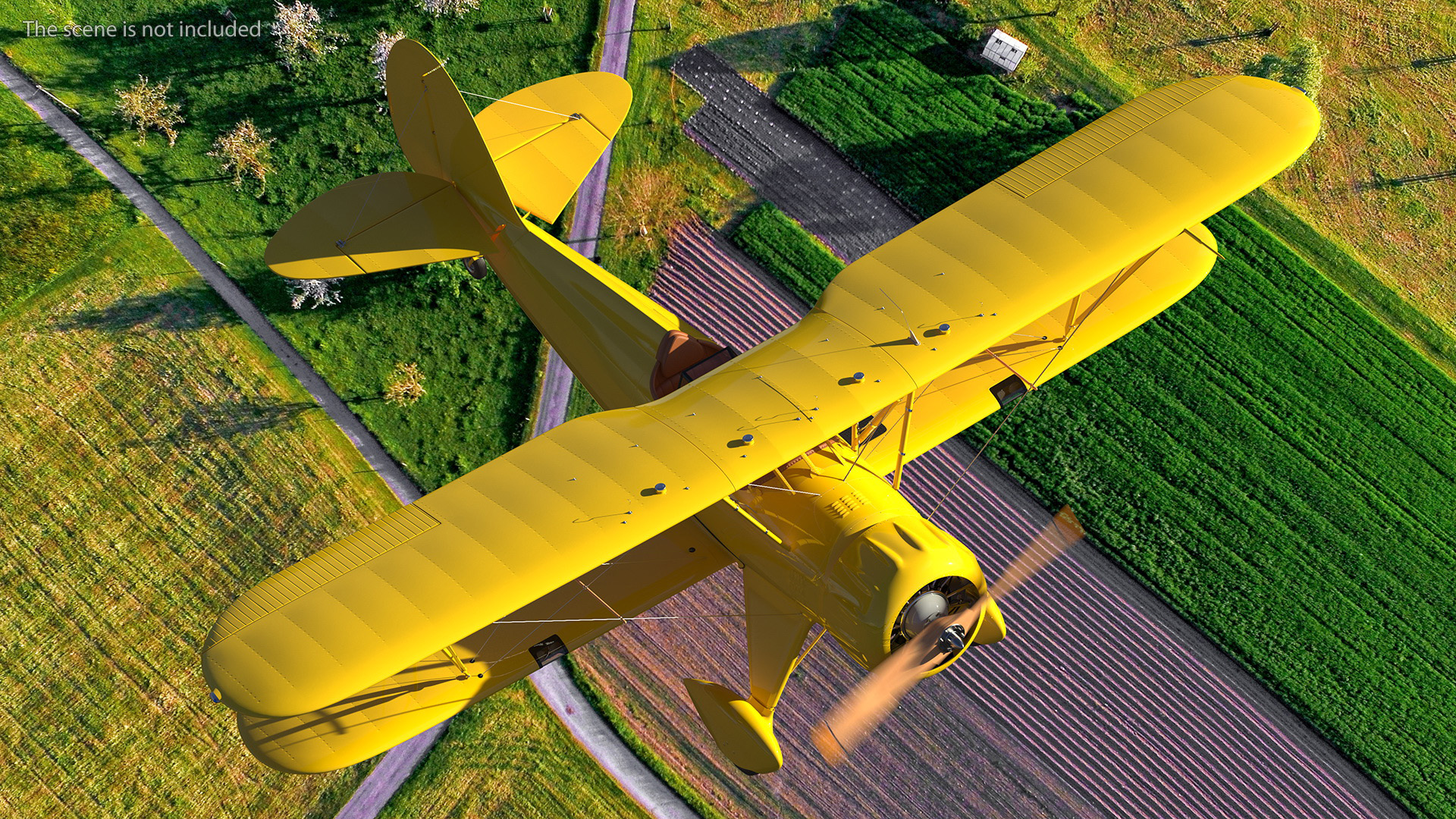 3D model Coastal Biplane YMF-5 Yellow Simple Interrior
