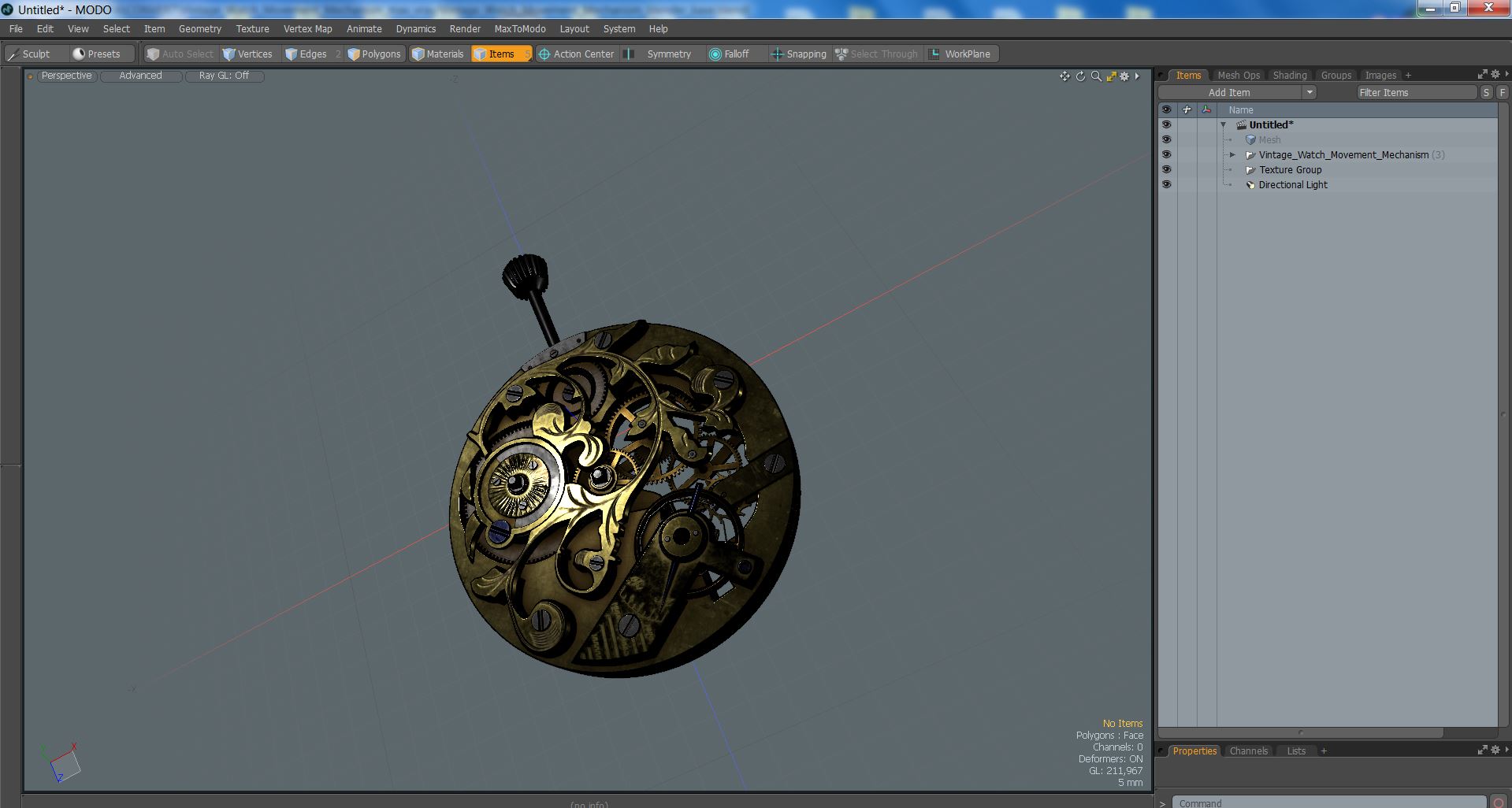 Vintage Watch Movement Mechanism 3D