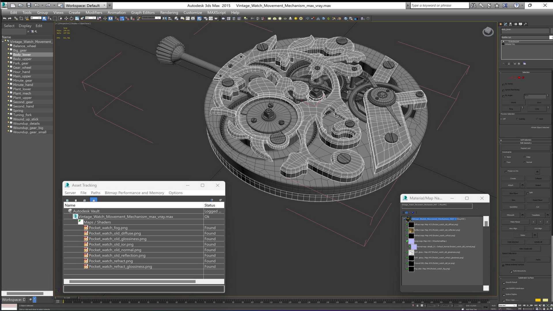 Vintage Watch Movement Mechanism 3D