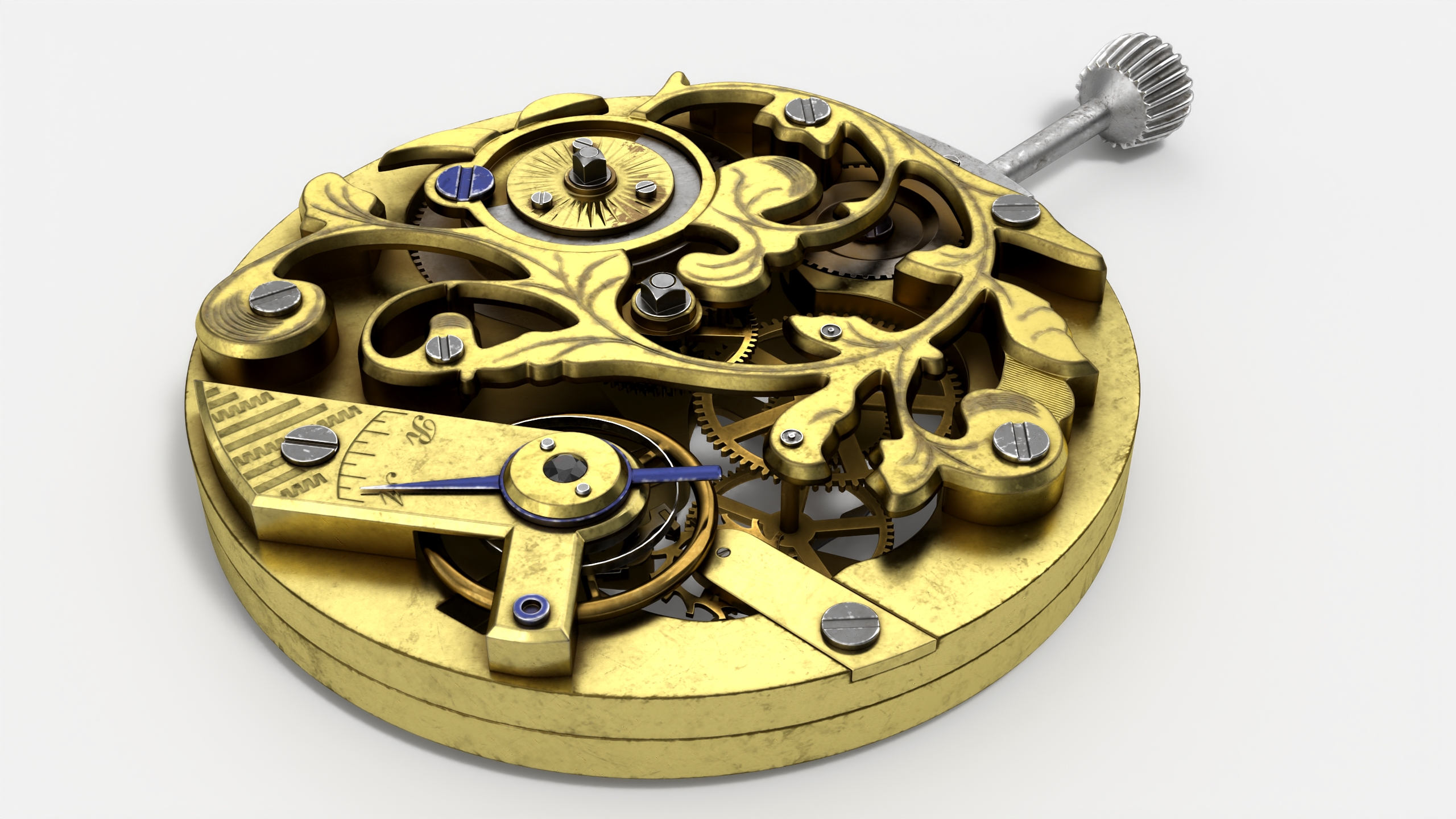Vintage Watch Movement Mechanism 3D