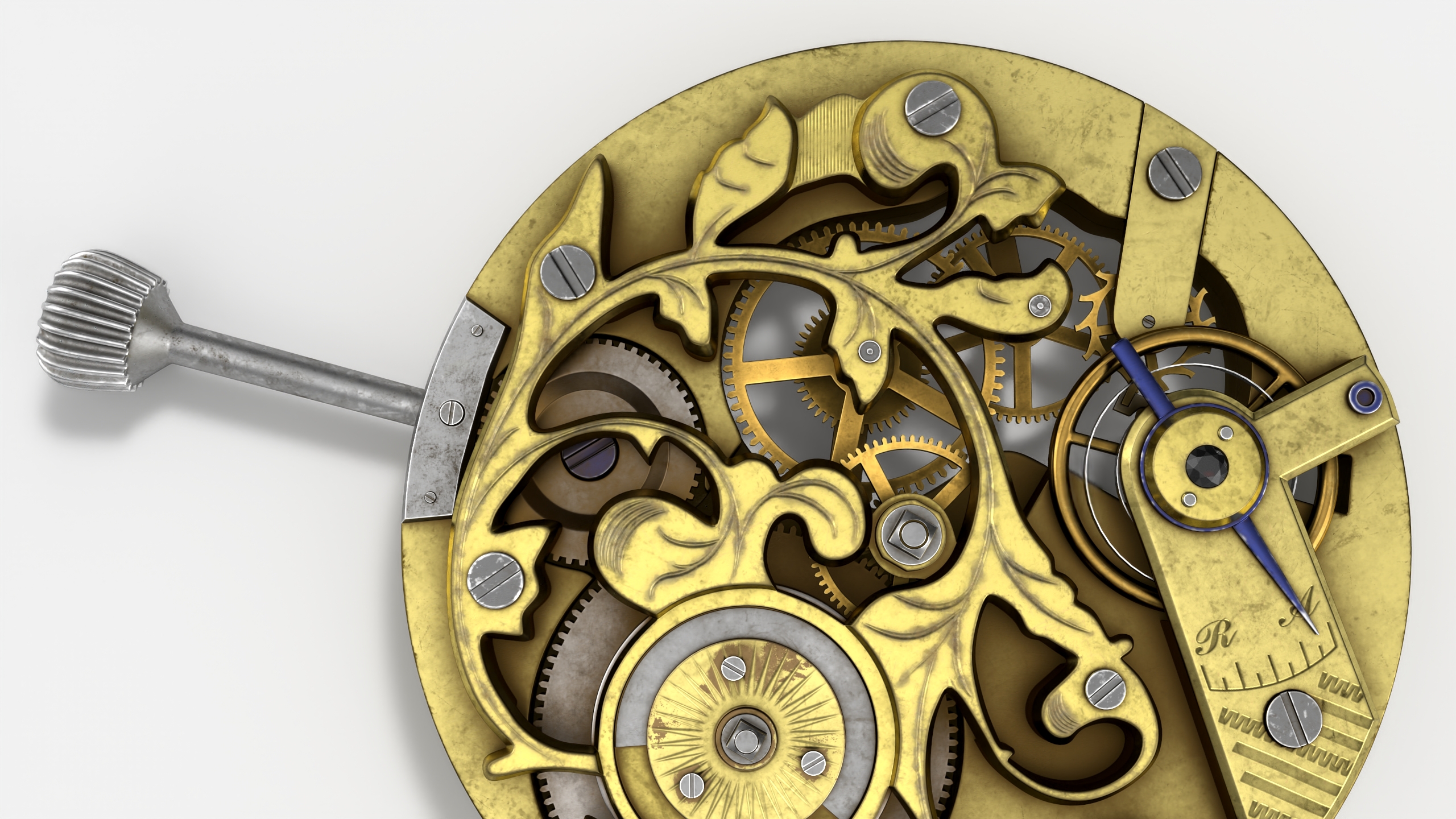 Vintage Watch Movement Mechanism 3D