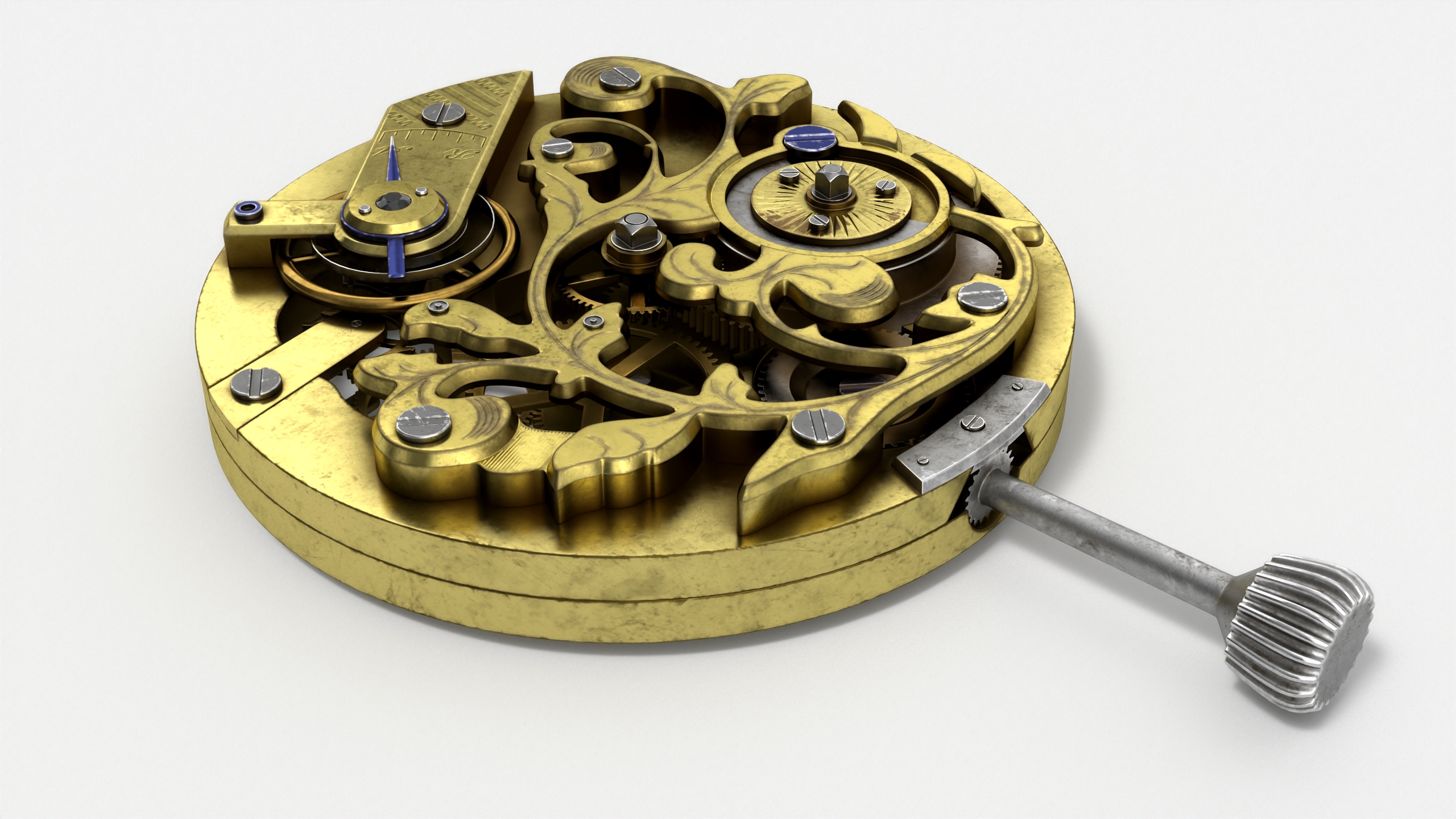 Vintage Watch Movement Mechanism 3D