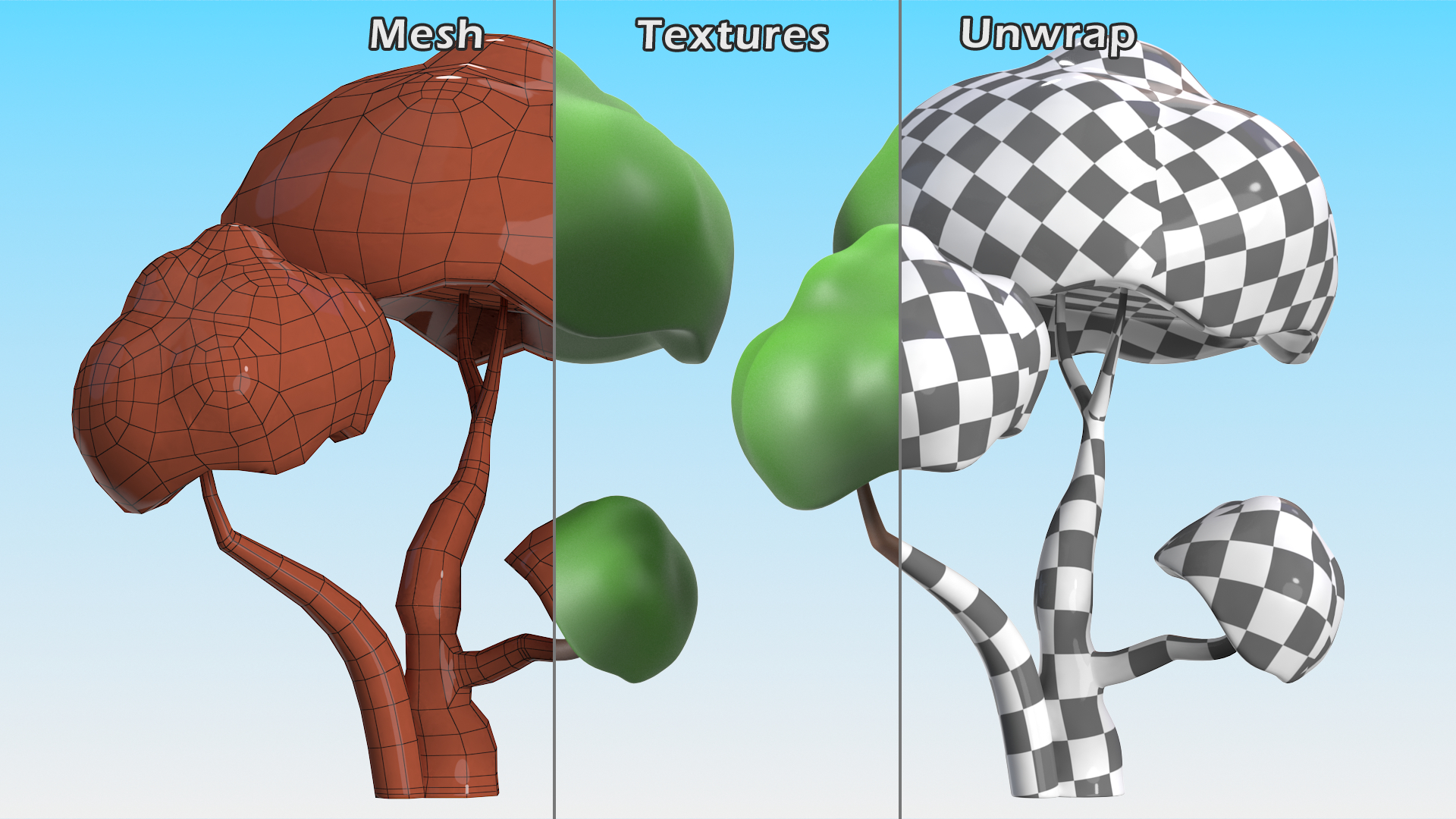 3D model Cartoon Double Tree Simple Coloring