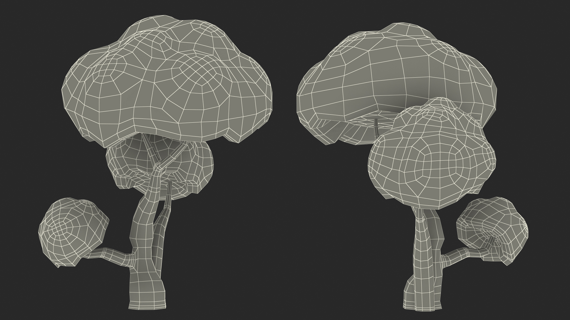 3D model Cartoon Double Tree Simple Coloring
