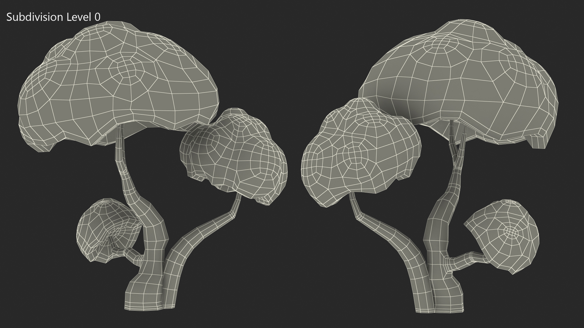 3D model Cartoon Double Tree Simple Coloring