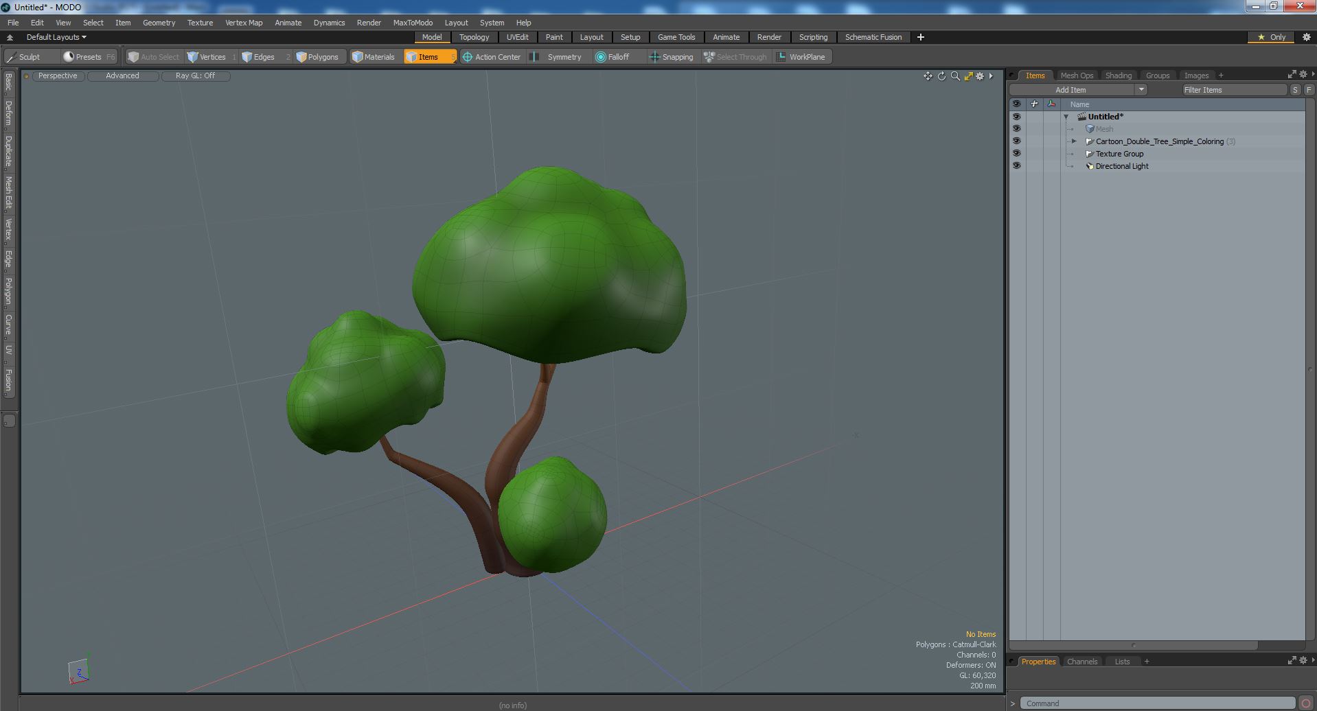 3D model Cartoon Double Tree Simple Coloring