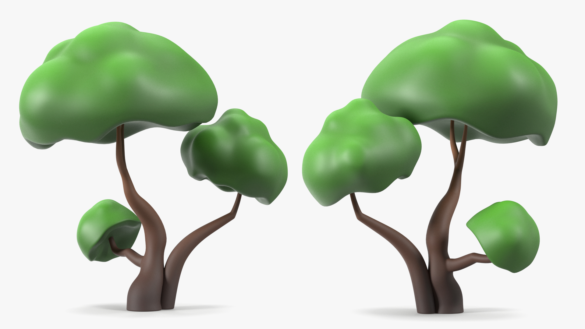 3D model Cartoon Double Tree Simple Coloring