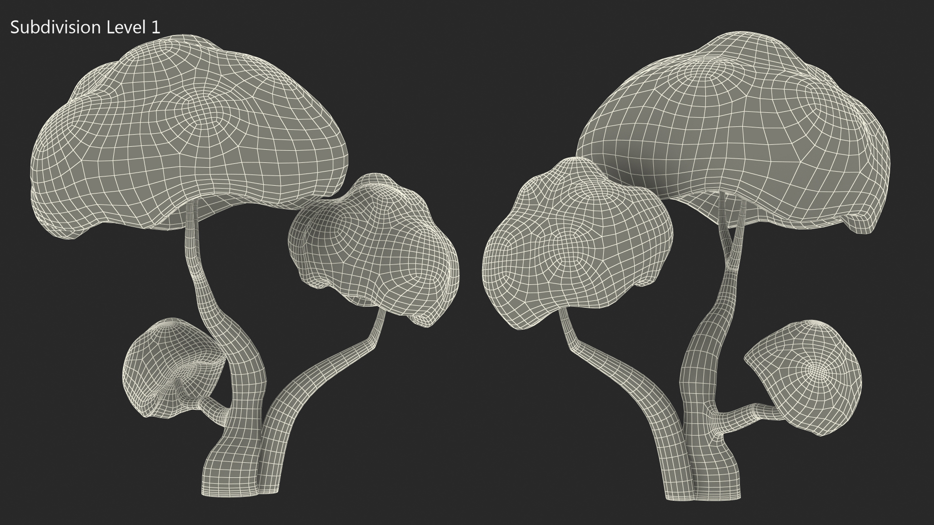 3D model Cartoon Double Tree Simple Coloring